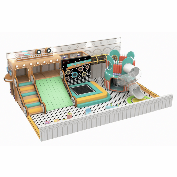 Indoor playground equipment with silde
