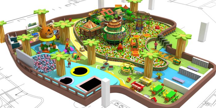 Indoor Playground Wooden Tree House Slide Amusement Park