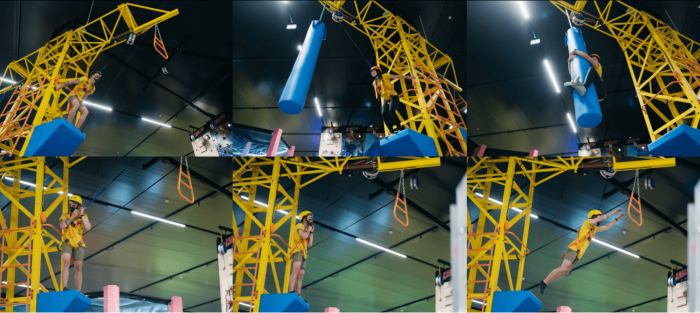 Jump In The Air,Hold Onto Bag,Indoor Rock Climbing Leap of faith - Image 2