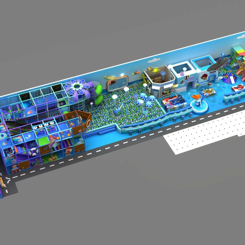 Customized Ocean Theme Indoor Playground Water Soft Play Equipment Slide Trampoline Marine