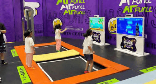 Trampoline interactive screen game