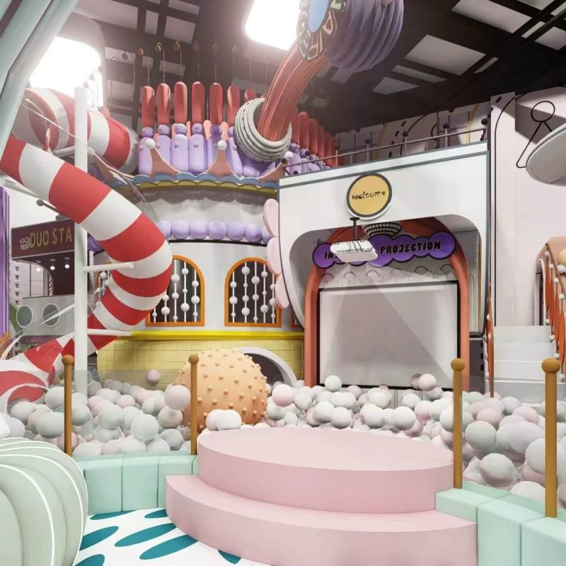 high-end Kid Role Play Pretend Fruit Store House Children's Slide Comprehensive Amusement Park